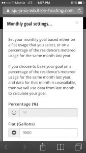 Screen Shots of the Water Use App
